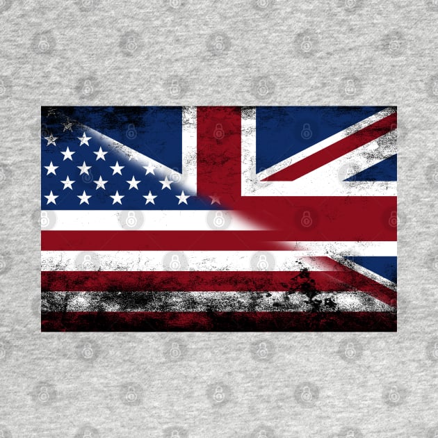 Sliced American flag and UK  flag distressed by PixieMomma Co